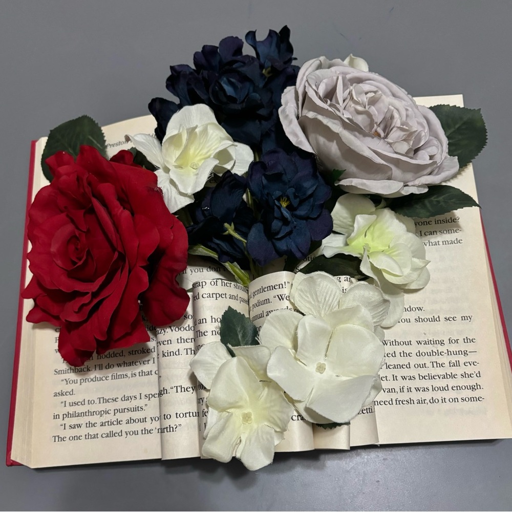Floral Arrangement with Red, White, and Blue Flowers